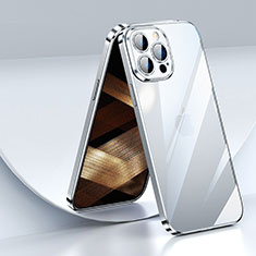 Custodia Silicone Trasparente Ultra Sottile Cover Morbida LD2 per Apple iPhone 14 Pro Max Argento