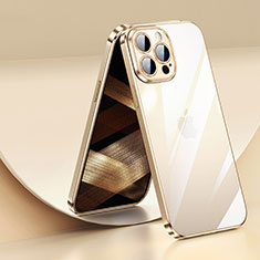 Custodia Silicone Trasparente Ultra Sottile Cover Morbida LD2 per Apple iPhone 14 Pro Max Oro