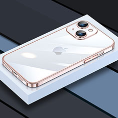 Custodia Silicone Trasparente Ultra Sottile Cover Morbida LD4 per Apple iPhone 13 Oro Rosa