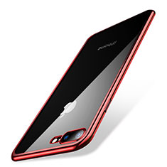 Custodia Silicone Trasparente Ultra Sottile Cover Morbida Q04 per Apple iPhone 7 Plus Rosso
