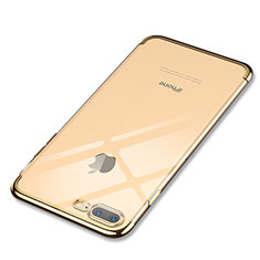 Custodia Silicone Trasparente Ultra Sottile Cover Morbida Q05 per Apple iPhone 7 Plus Oro