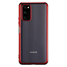 Custodia Silicone Trasparente Ultra Sottile Cover Morbida S01 per Huawei Honor V30 5G Rosso