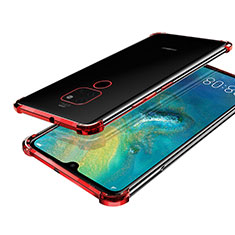 Custodia Silicone Trasparente Ultra Sottile Cover Morbida S01 per Huawei Mate 20 Rosso