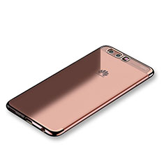 Custodia Silicone Trasparente Ultra Sottile Cover Morbida S01 per Huawei P10 Plus Oro Rosa