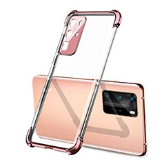 Custodia Silicone Trasparente Ultra Sottile Cover Morbida S01 per Huawei P40 Pro Oro Rosa