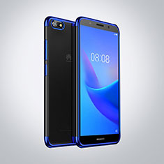 Custodia Silicone Trasparente Ultra Sottile Cover Morbida S01 per Huawei Y5 (2018) Blu