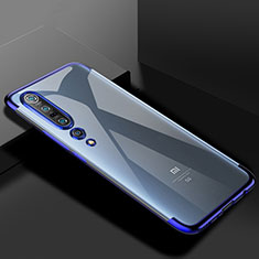 Custodia Silicone Trasparente Ultra Sottile Cover Morbida S01 per Xiaomi Mi 10 Pro Blu