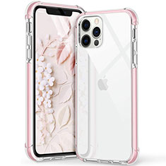 Custodia Silicone Trasparente Ultra Sottile Cover Morbida S02 per Apple iPhone 12 Pro Rosa