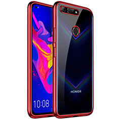 Custodia Silicone Trasparente Ultra Sottile Cover Morbida S02 per Huawei Honor View 20 Rosso