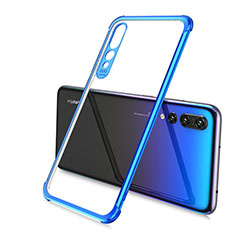 Custodia Silicone Trasparente Ultra Sottile Cover Morbida S02 per Huawei P20 Pro Blu