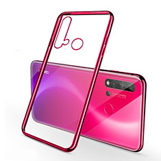 Custodia Silicone Trasparente Ultra Sottile Cover Morbida S03 per Huawei Nova 5i Rosso