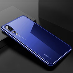 Custodia Silicone Trasparente Ultra Sottile Cover Morbida S03 per Huawei P20 Pro Blu