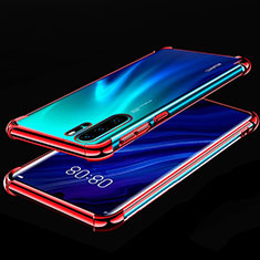 Custodia Silicone Trasparente Ultra Sottile Cover Morbida S03 per Huawei P30 Pro Rosso