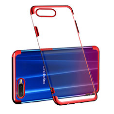 Custodia Silicone Trasparente Ultra Sottile Cover Morbida S03 per Oppo K1 Rosso