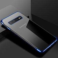 Custodia Silicone Trasparente Ultra Sottile Cover Morbida S03 per Samsung Galaxy S10 Blu