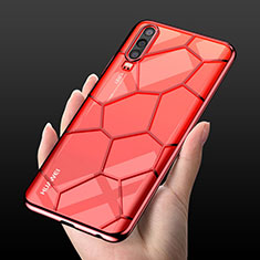 Custodia Silicone Trasparente Ultra Sottile Cover Morbida S04 per Huawei P30 Rosso