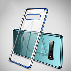 Custodia Silicone Trasparente Ultra Sottile Cover Morbida S04 per Samsung Galaxy S10 Plus Blu