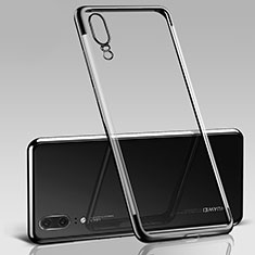 Custodia Silicone Trasparente Ultra Sottile Cover Morbida S09 per Huawei P20 Nero