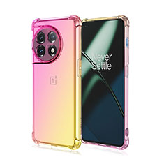 Custodia Silicone Trasparente Ultra Sottile Cover Morbida Sfumato per OnePlus 11 5G Rosa