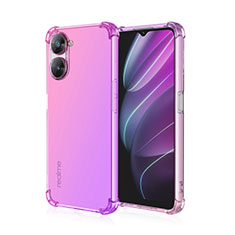 Custodia Silicone Trasparente Ultra Sottile Cover Morbida Sfumato per Realme 10S 5G Rosa Caldo