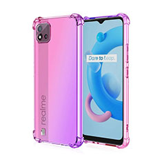 Custodia Silicone Trasparente Ultra Sottile Cover Morbida Sfumato per Realme C11 (2021) Rosa Caldo