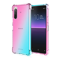 Custodia Silicone Trasparente Ultra Sottile Cover Morbida Sfumato per Sony Xperia 10 III SOG04 Cielo Blu