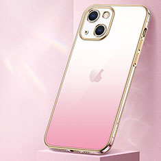 Custodia Silicone Trasparente Ultra Sottile Cover Morbida Sfumato S01 per Apple iPhone 14 Plus Oro Rosa