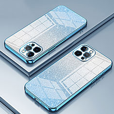 Custodia Silicone Trasparente Ultra Sottile Cover Morbida SY1 per Apple iPhone 12 Pro Blu