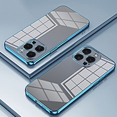 Custodia Silicone Trasparente Ultra Sottile Cover Morbida SY1 per Apple iPhone 14 Pro Max Blu