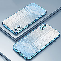 Custodia Silicone Trasparente Ultra Sottile Cover Morbida SY1 per Apple iPhone X Blu