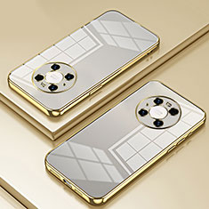 Custodia Silicone Trasparente Ultra Sottile Cover Morbida SY1 per Huawei Mate 40 Pro Oro