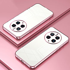 Custodia Silicone Trasparente Ultra Sottile Cover Morbida SY1 per Huawei Mate 50 Pro Oro Rosa