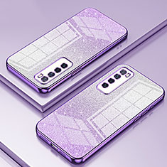 Custodia Silicone Trasparente Ultra Sottile Cover Morbida SY1 per Huawei Nova 7 5G Viola