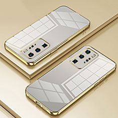 Custodia Silicone Trasparente Ultra Sottile Cover Morbida SY1 per Huawei P40 Pro Oro