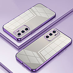 Custodia Silicone Trasparente Ultra Sottile Cover Morbida SY1 per Huawei P40 Viola