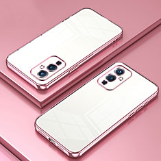 Custodia Silicone Trasparente Ultra Sottile Cover Morbida SY1 per OnePlus 9 5G Oro Rosa