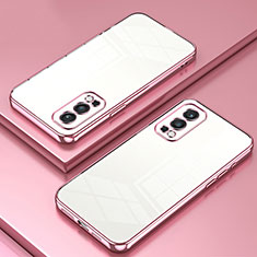 Custodia Silicone Trasparente Ultra Sottile Cover Morbida SY1 per OnePlus Nord 2 5G Oro Rosa