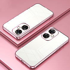 Custodia Silicone Trasparente Ultra Sottile Cover Morbida SY1 per OnePlus Nord CE 3 Lite 5G Oro Rosa