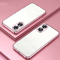 Custodia Silicone Trasparente Ultra Sottile Cover Morbida SY1 per Oppo A17 Oro Rosa