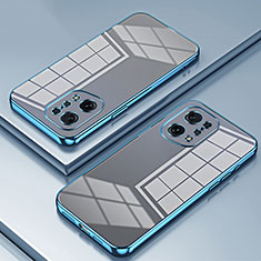 Custodia Silicone Trasparente Ultra Sottile Cover Morbida SY1 per Oppo Find X5 5G Blu