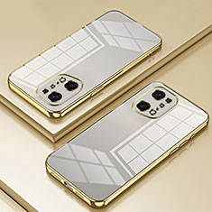 Custodia Silicone Trasparente Ultra Sottile Cover Morbida SY1 per Oppo Find X5 Pro 5G Oro