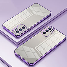 Custodia Silicone Trasparente Ultra Sottile Cover Morbida SY1 per Oppo Reno6 5G Viola