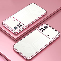 Custodia Silicone Trasparente Ultra Sottile Cover Morbida SY1 per Xiaomi Poco X4 Pro 5G Oro Rosa