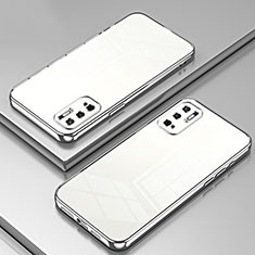 Custodia Silicone Trasparente Ultra Sottile Cover Morbida SY1 per Xiaomi Redmi Note 10 5G Argento