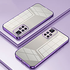 Custodia Silicone Trasparente Ultra Sottile Cover Morbida SY1 per Xiaomi Redmi Note 11 5G Viola