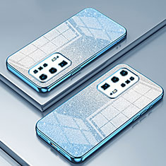 Custodia Silicone Trasparente Ultra Sottile Cover Morbida SY2 per Huawei P40 Pro+ Plus Blu