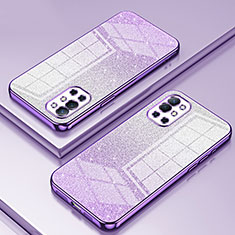 Custodia Silicone Trasparente Ultra Sottile Cover Morbida SY2 per OnePlus 9R 5G Viola