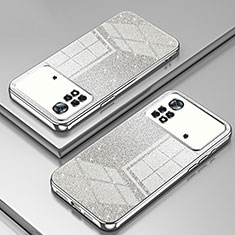 Custodia Silicone Trasparente Ultra Sottile Cover Morbida SY2 per Xiaomi Poco X4 Pro 5G Argento