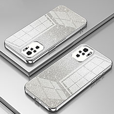 Custodia Silicone Trasparente Ultra Sottile Cover Morbida SY2 per Xiaomi Redmi Note 10 4G Argento