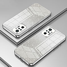 Custodia Silicone Trasparente Ultra Sottile Cover Morbida SY2 per Xiaomi Redmi Note 10 Pro 4G Argento